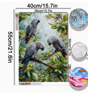 Preview: Diamond Painting Graupapageien